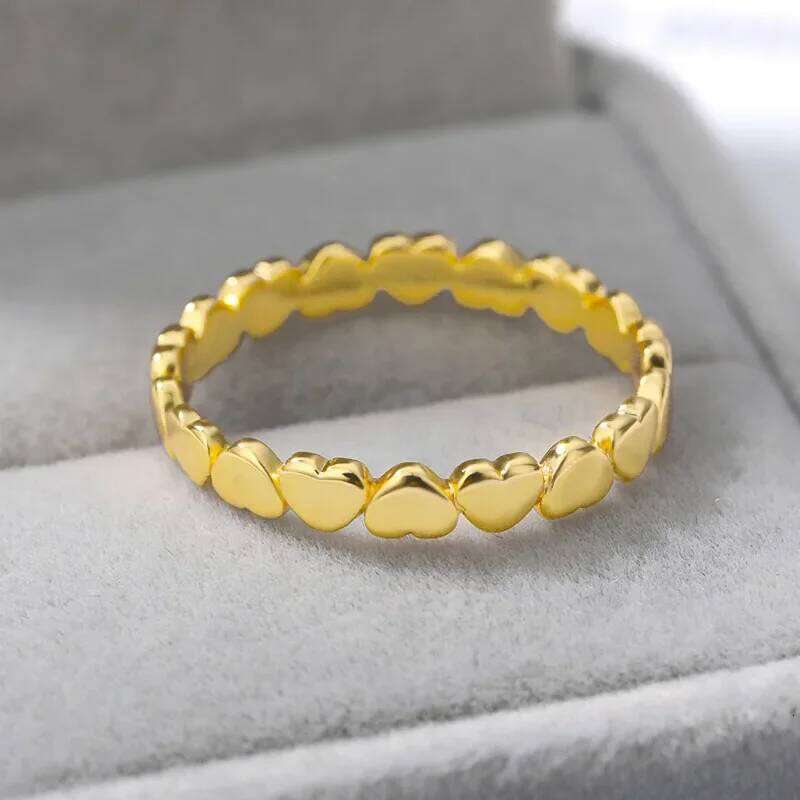 Cute Simple Heart for Women Men Stainless Steel Gold Color Finger Rings Couple Wedding Jewelry Christmas 2024 Gift H260312