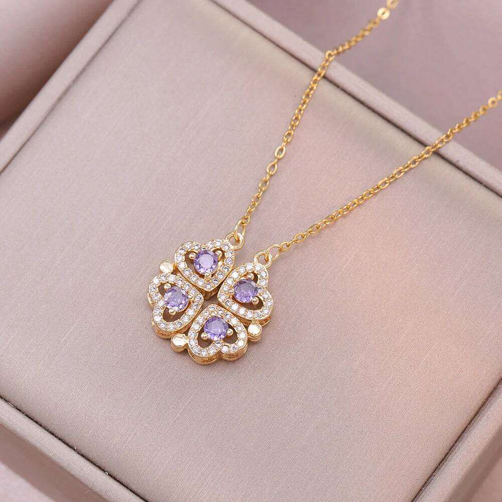 Romantic Sweet Can Open Zircon Cr Choker Necklace for Women Girls Trendy Stainless Steel Chain Bling Jewelry Gifts H260312