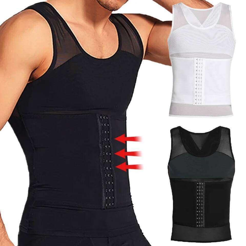 Men's Body Shaper Compression Vest Abdomen Shapewear Tummy Slimming Sheath Belly Trimmer Shapers Corset Waist Tops 26Y0313