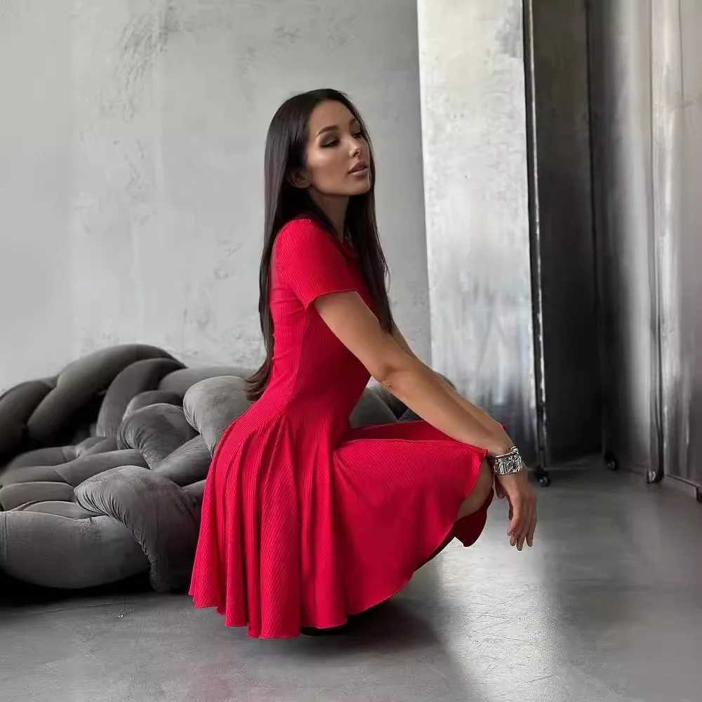 Womens Slim Fit Mid Waist Fashionable Solid Color Simple Spring Summer Long Sleeved POLO Collar Casual A-line Mini DressT260314