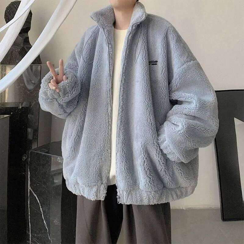 Men's 2025 Winter New Arrival Warm Lamb Fleece Jacket Thickened Fuzzy Sweatshirt Ins Trendy Casual Oversized Coat for Daily Wear Z260313