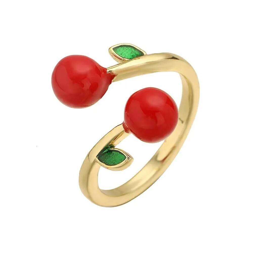 Sweet Cute Fruit Series Small Strawberry Cherry Stainless Steel Adjustable Opening Rings for Women Fashion Finger Jewelry Gift H260312