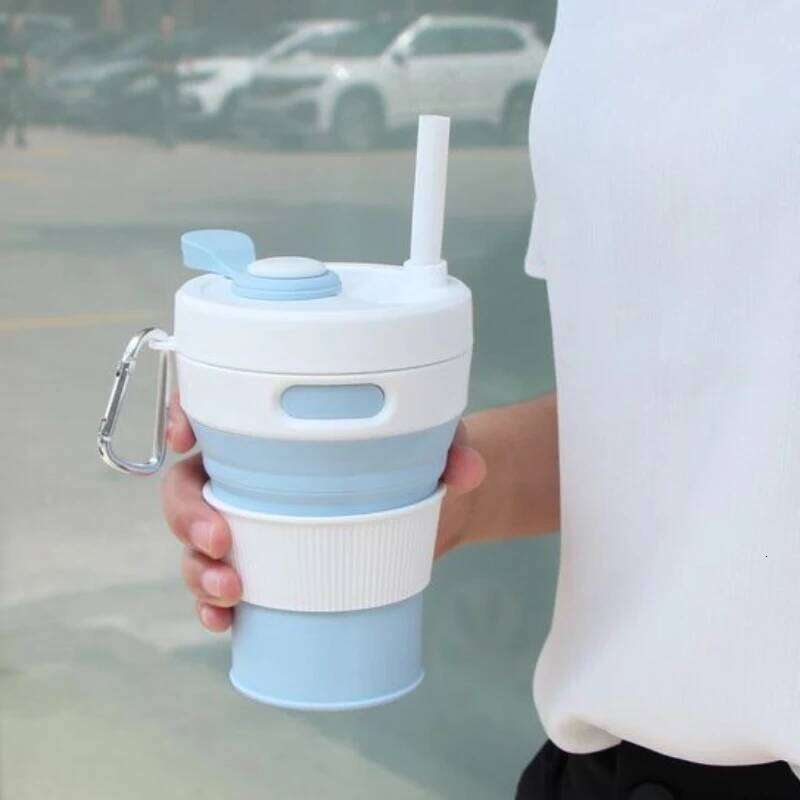 Silicone Folding 450ml Reusable Portable Telescopic Coffee Cups Outdoor Camping Travel Hiking Collapsible Cup Drinkware Z260313