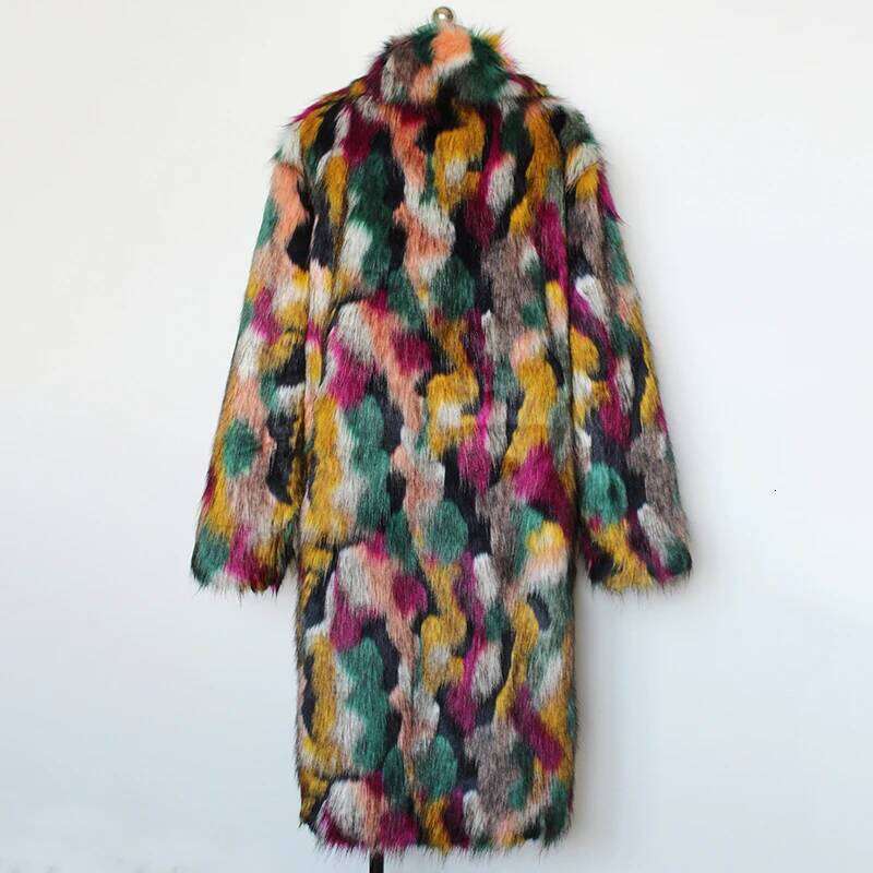 PFHQ Niche Men's Faux Fur Jacket Autumn Winter New Colorful Warm Coat Long Sleeve Cardigan Lapel Fashion Clothing 21P1294 Z260313