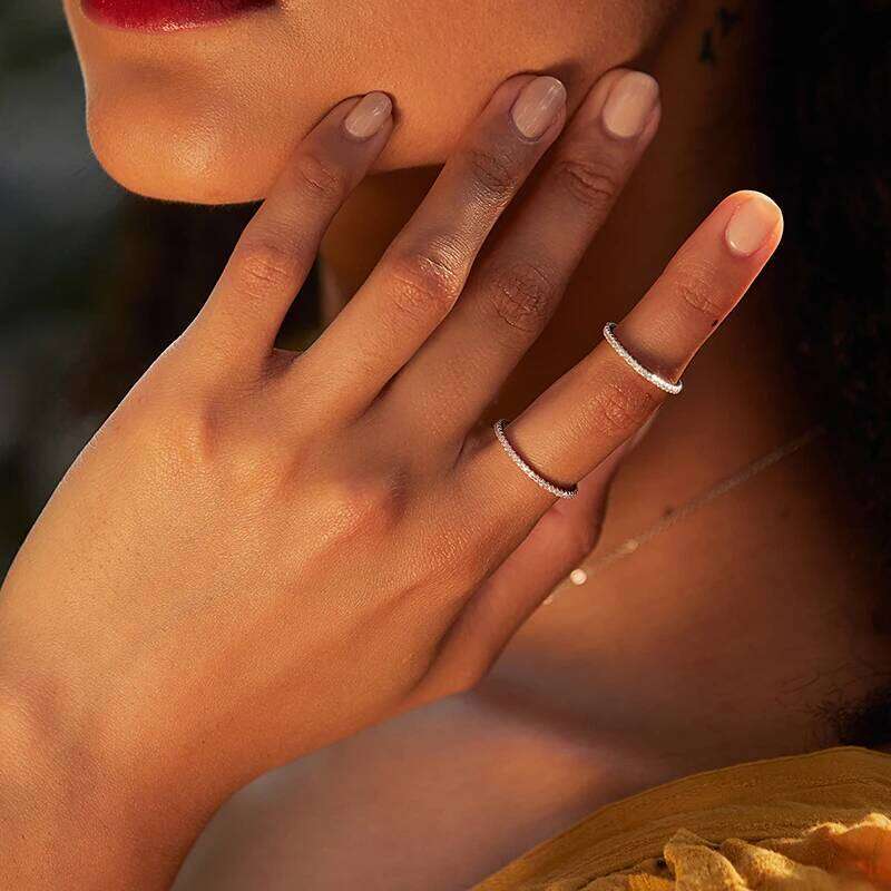 WOSTU Wedding & Engagement Rings for Women 925 Sterling Silver CZ Simulated Diamond Ring Platinum Bands 18K Gold Plated H260312