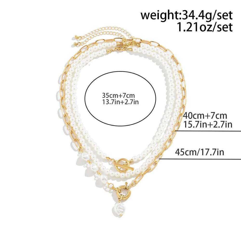 Ingemark Multilayer Imitation Pearl OT Buckle Pendant Necklace Women Wed Bridal Goth Bead Chain Y2K Accessories Neck Jewelry H260312