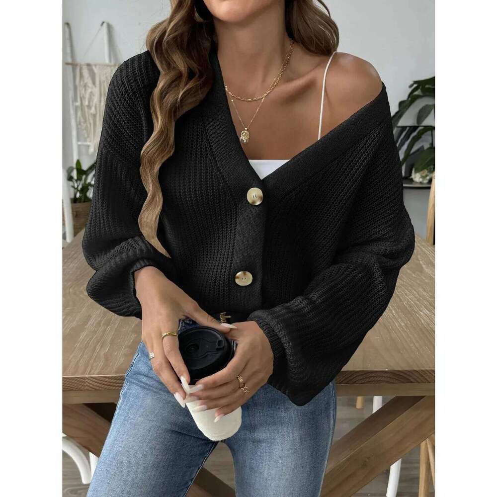 2025 Autumn Winter Short Sweater Women Single Breasted Long Sleeve Cardigan Lady Loose Knitted Coat Outwears Z260313