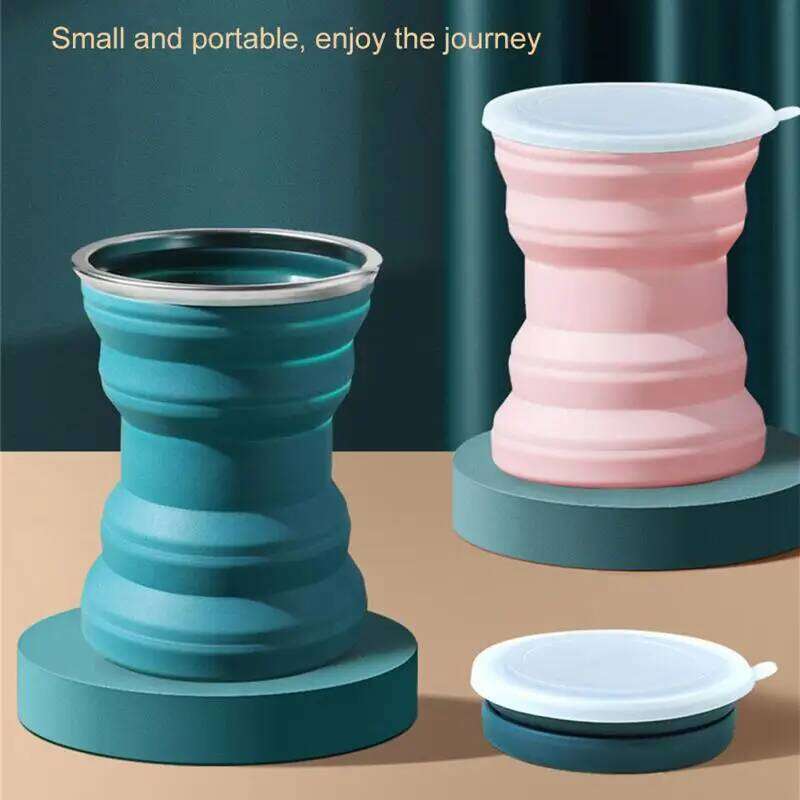 1PCS 320ML Portable Silicone Folding Retractable With Lid Drinking Cup Outdoor Travel Camping Collapsible Mug Z260314