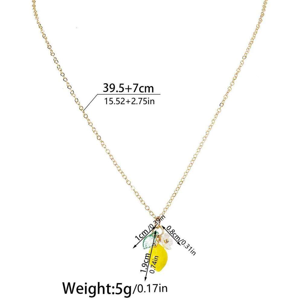 1 exquisite cute resin lemon flower pendant necklace, simple and versatile, fruit collarbone chain, neck chain H260312