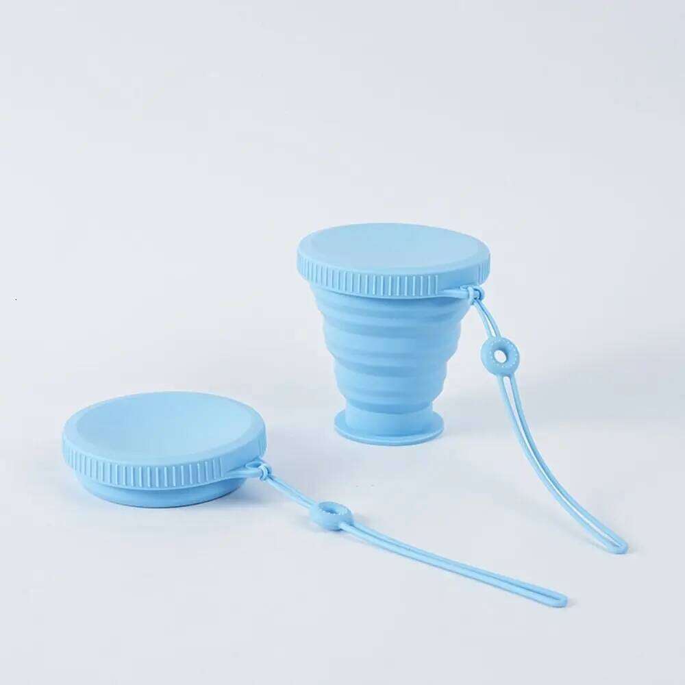 New 220ML Silicone Folding Portable Heat Resistant Water Cup With Lid Food Grade Mouthwash Cups Travel Use Z260314