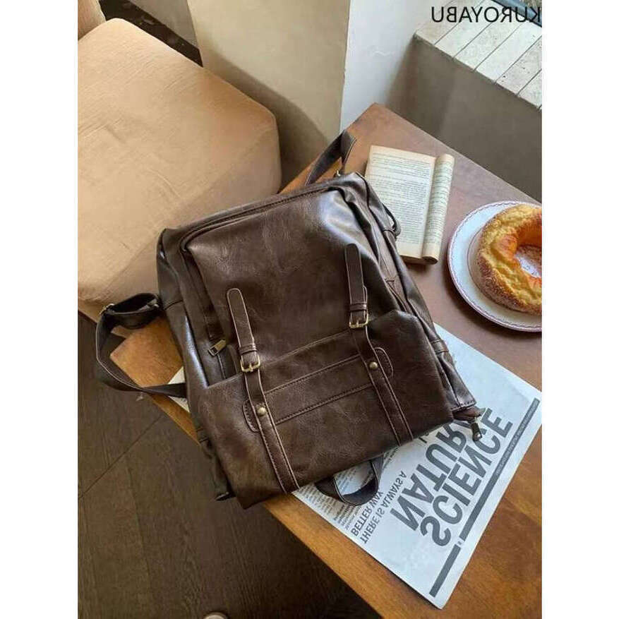 Vintage Brown Jk Backpacks Women High Street Preppy Style Pu Leather Backpack Ladies Harajuku Casual School Bag Fashion Y2k Bags Premium Backpack
