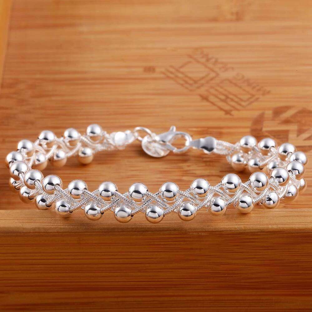 925 Sterling silver Bracelet Beautiful Braided beads chain for woman fashion fine jewelry Wedding party gifts Z260313