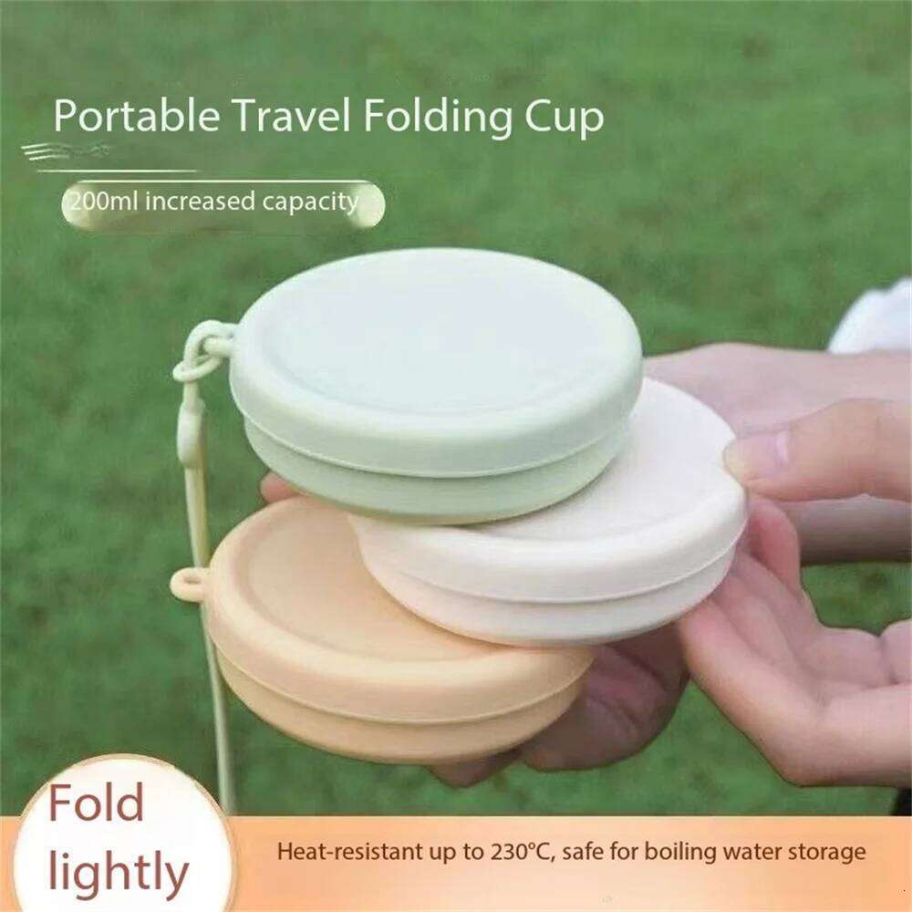 200 ml foldable silicone with lid, camping, expandable drinking cup set, reusable, suitable for backpacking Z260314