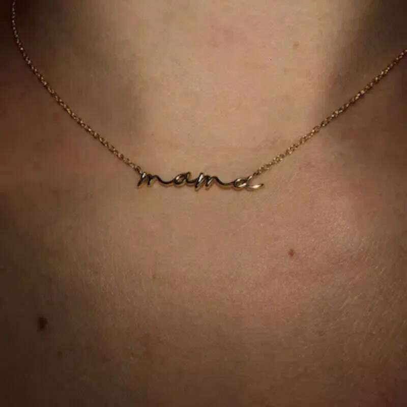 Mom Gift Tiny Mama Letter Necklace Minimalist Necklaces Gold Color Stainless Steel Dainty Mothers Chain Choker Fashion Jewelry H260312
