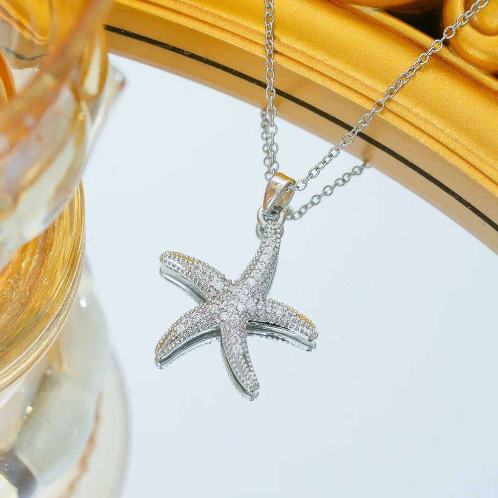 Stainless Steel Chain Fashion Zircon Starfish Pendant Necklaces Women Girls Boho Party Accessories Jewelry Gift for Friends H260312