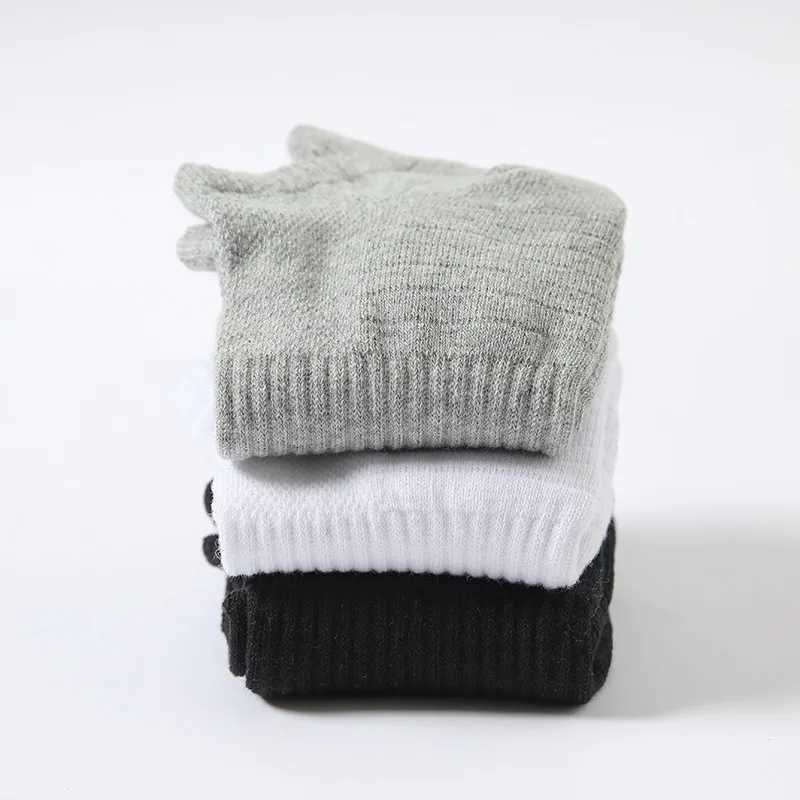 6 Pairs Socks Men Winter Running Ankle Socks Towel Sports Athletic Breathable Comfortable Solid Color Short Socks Black White D260313