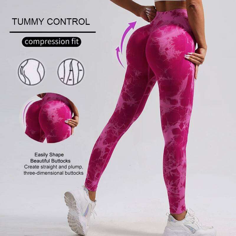WAREBALL New Fashion Tie Dye Yoga Pants Gym Leggings Women Seamless High Waist Push Up Sport Tights Fitness Workout Leggins 26Y0313