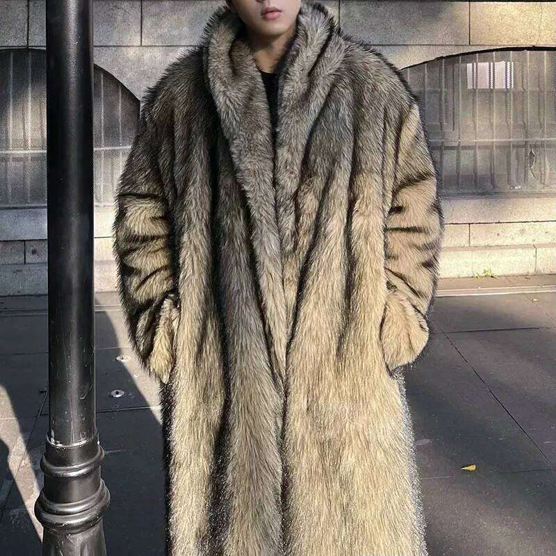 2025 Good Quality Winter Warm Faux Imitation Fox Overcoat Man Woman Outdoor Thicken Windproof Warmer Long Fur Coat Z260313