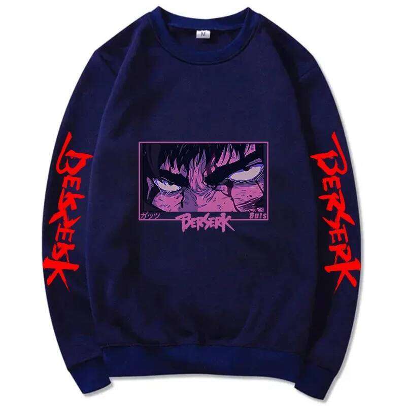 Autumn and Winter Anime Men's Pullover - Harajuku Style Berserker Pattern Loose Hoodie, Fashionable Unisex Long Sleeves Z260314