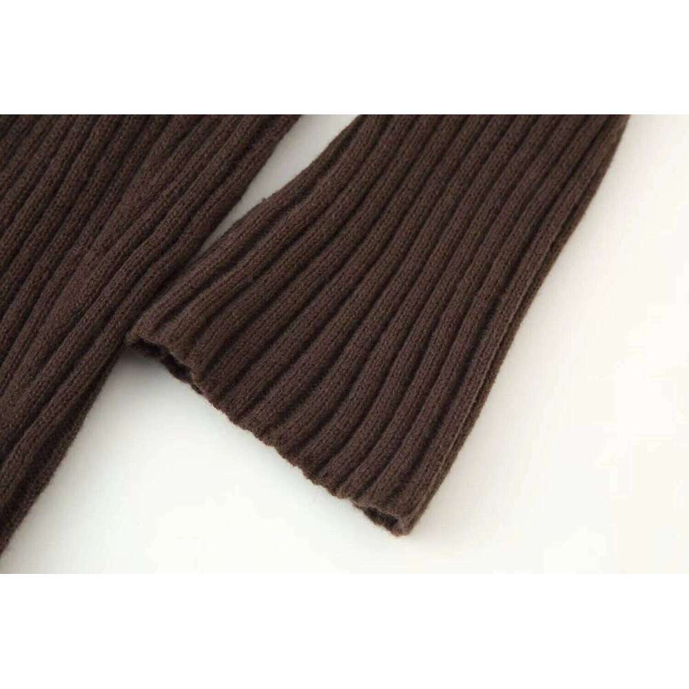 New European and American women's clothing style semi high slimming round neck long sleeved knitted dress Z260314