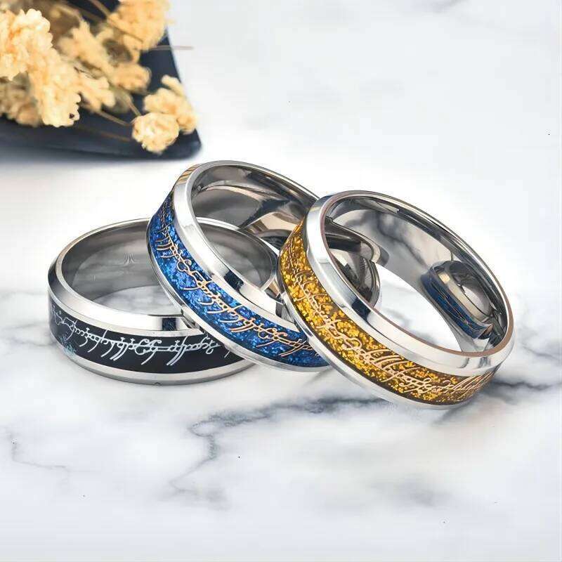 8MM Size 6 -13 Gold Plating Ring Band Wedding Engagement Cocktail Husband Father Gifts H260312