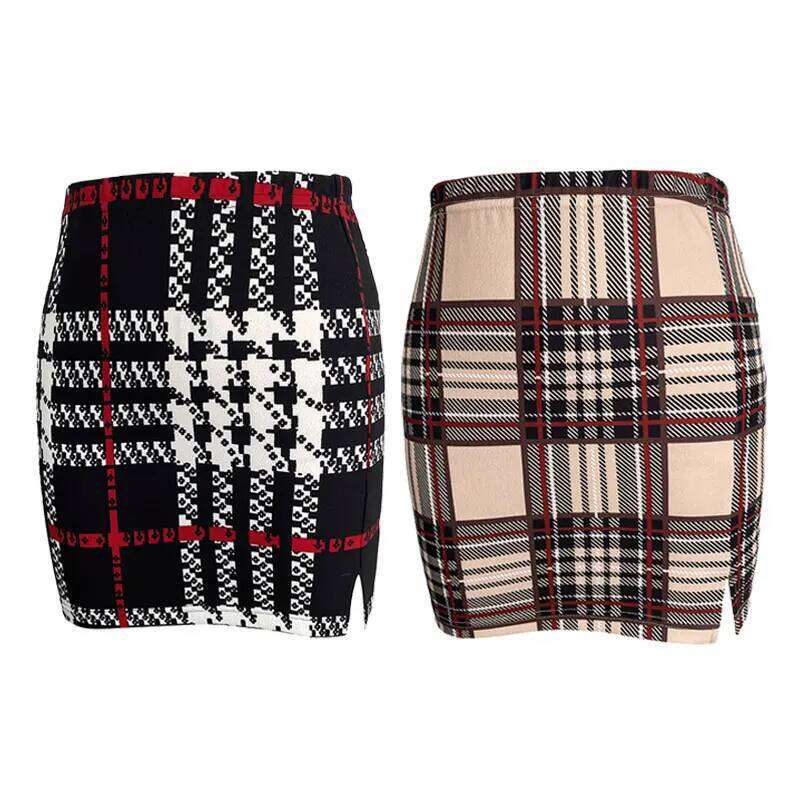 Pencil Mini Skirts Plaid A-line Sexy Micro Offiece Hip Elegant Streetwear High Waist Lady Short Skirt for Women 2024 Z260314