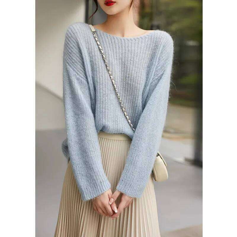 Rib Knit Pullover Sweater for Women Chunky Loose-fit Drop Shoulder Boat Neck Plain Jumper Blouse Cozy Knitwear Spring Autumn Z260313