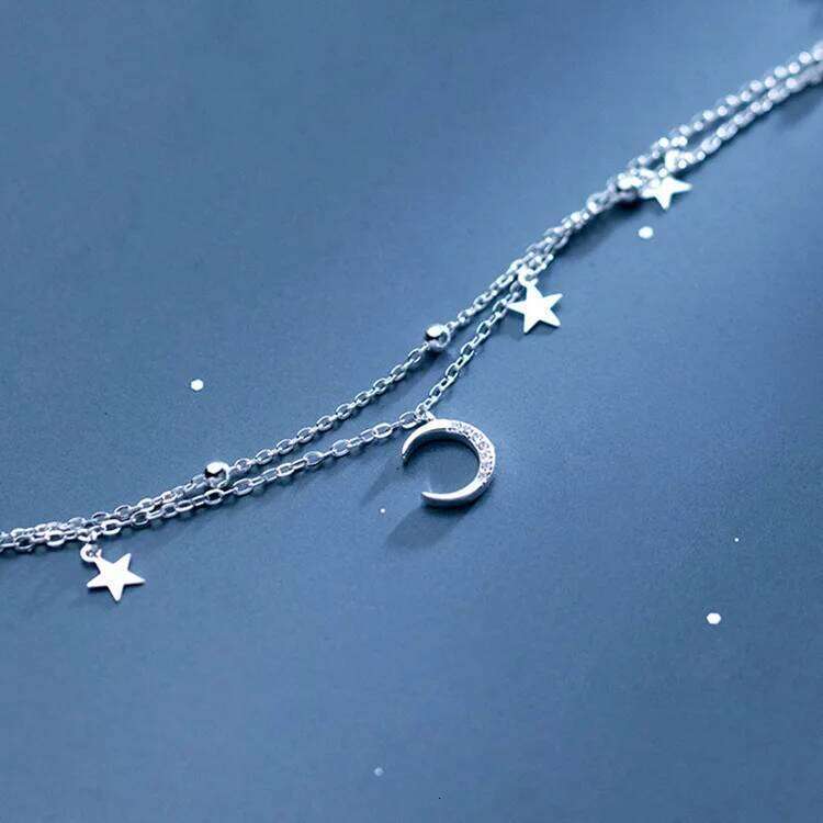 925 Sterling Silver Star Moon Bracelets For Women Fashion Korean Crystal Double Layer Charm Bracelet Original Party Jewelry Gift Z260313