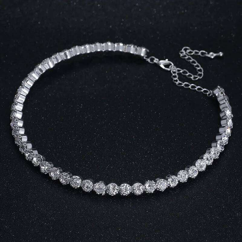 TREAZY Bridal Fashion Crystal Rhinestone Choker Necklace Women Wedding Accessories Tennis Chain Chokers Jewelry Collier Femme H260312