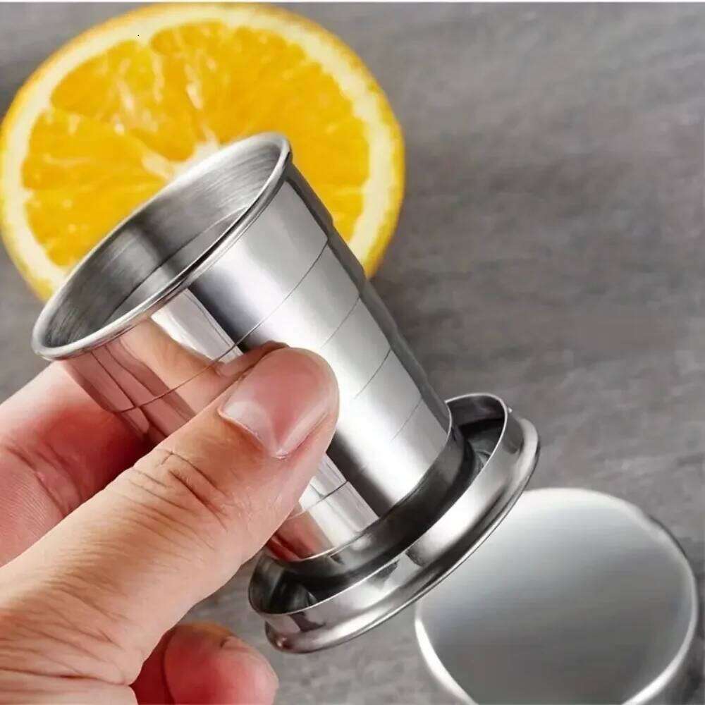 Portable stainless steel folding cup 70ml 150ml / 250ml outdoor travel, foldable stretchable for hiking and camping Z260314