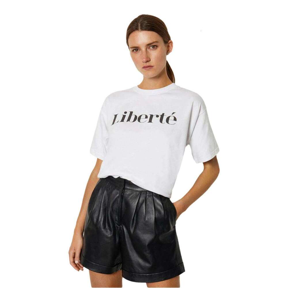 Liberte Slogan Cotton Classic Women's Top T-Shirt Portuguese Short Tee Drop Sleeve Cool Shirt Z260314