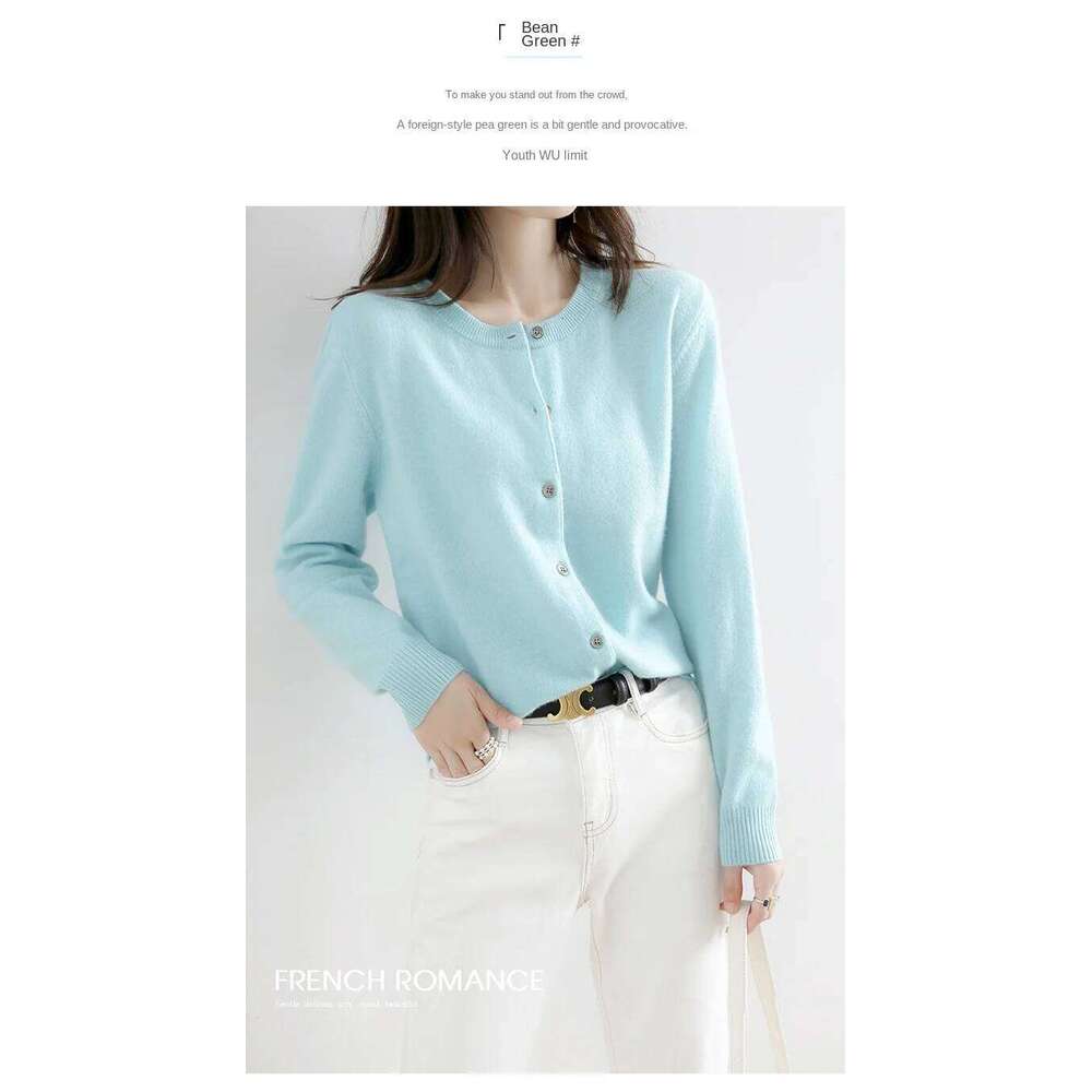New Worsted Spring And Autumn Women Cardigan Round Neck Knitwear Solid Color Fashion High-grade Knitwear-ZD-021 Z260313