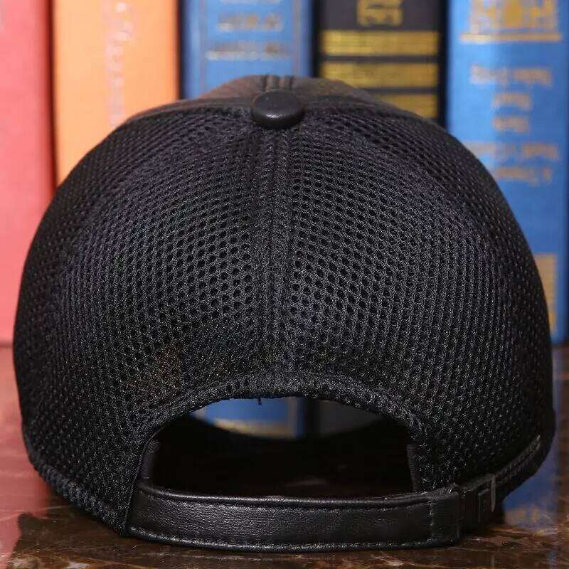 Fashion Genuine Baseball Caps For Men Women Spring Summer Mesh Cap Sheepskin Leather Net Hip Hop Snapback Hat Casual Z260314