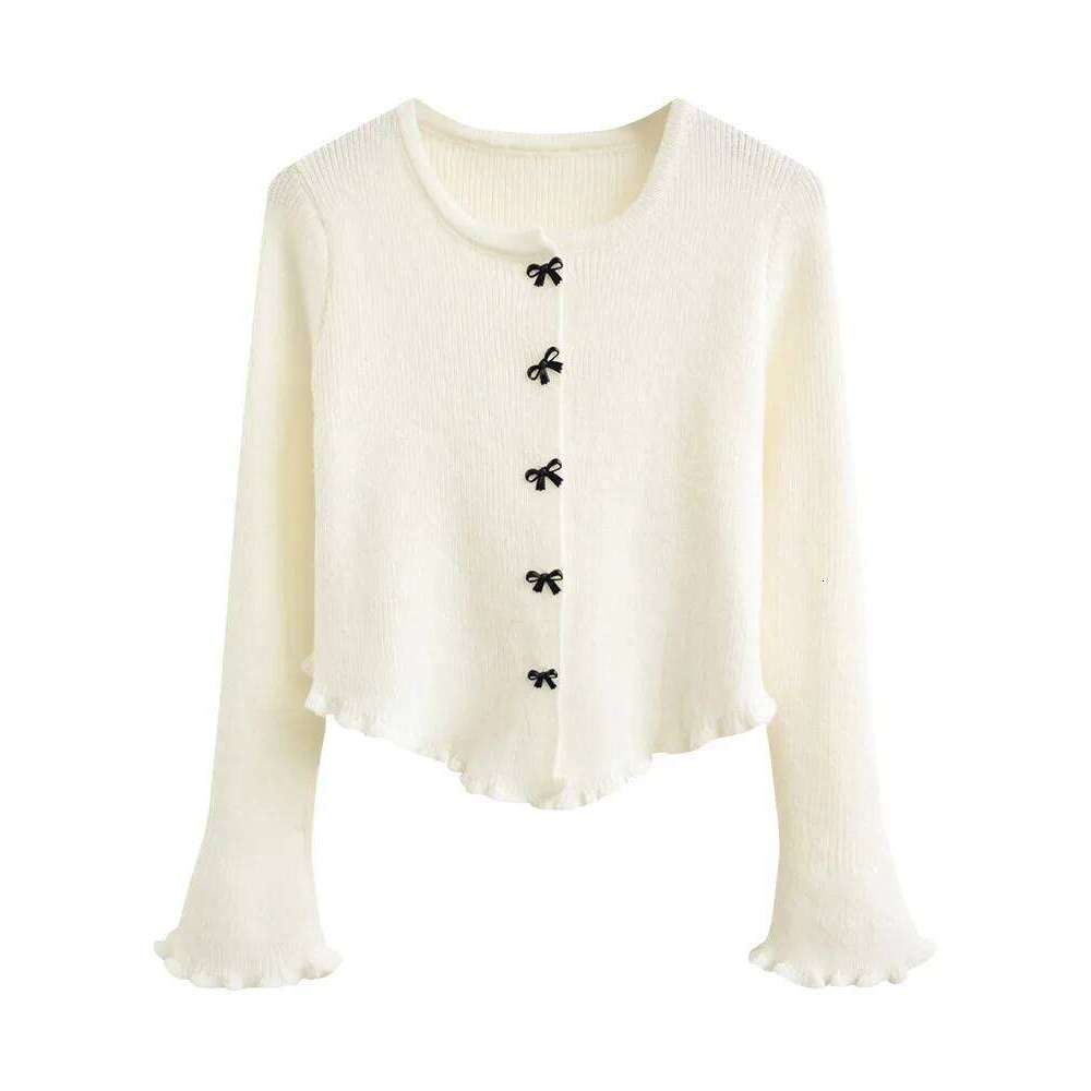 Autumn Winter Knitted Single-breasted Sweaters Women's Ruched Long Sleeve Cropped Cardigan V Neck Button Down Knit Tops Z260314