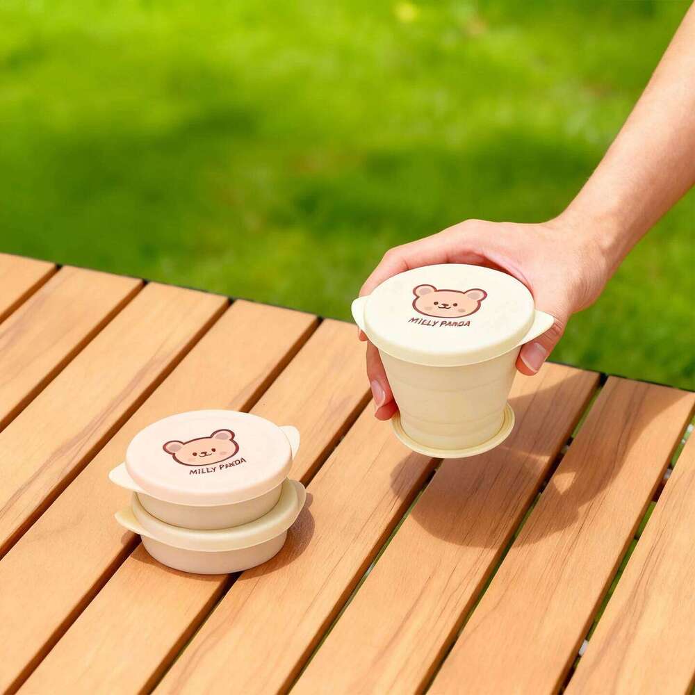 160ML Portable Retractable Folding Drinking Cup With Lid Mini Silicone Collapsible Cups Heat-Resistant Outdoor Travel Coffee Mug Z260314
