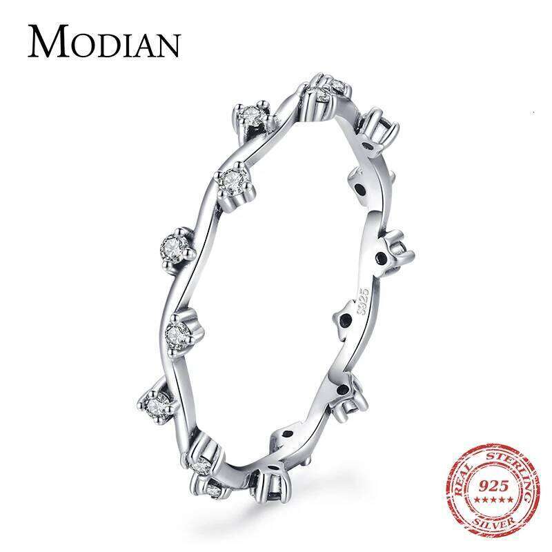 Modian 925 Sterling Silver Charm Line Clear CZ Finger Rings Elegant Wedding Trendy Stackable Ring For Women Brand Jewelry Anel H260312