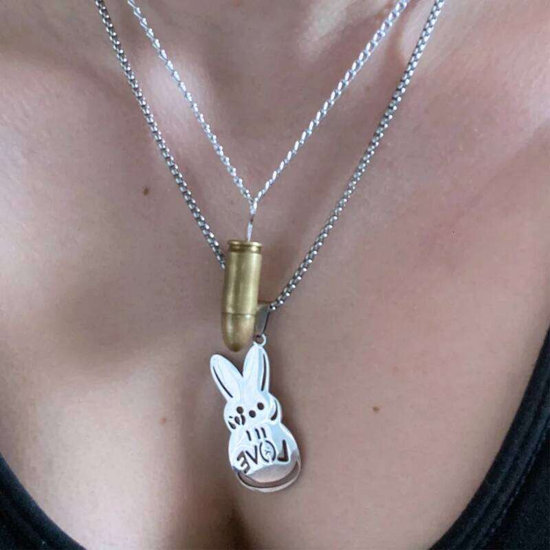 Hip Hop Lil Peep Sign Rabbit Stainless Steel Rapper Pendant Gothic Men Women Necklace for Young Singer Fans H260312