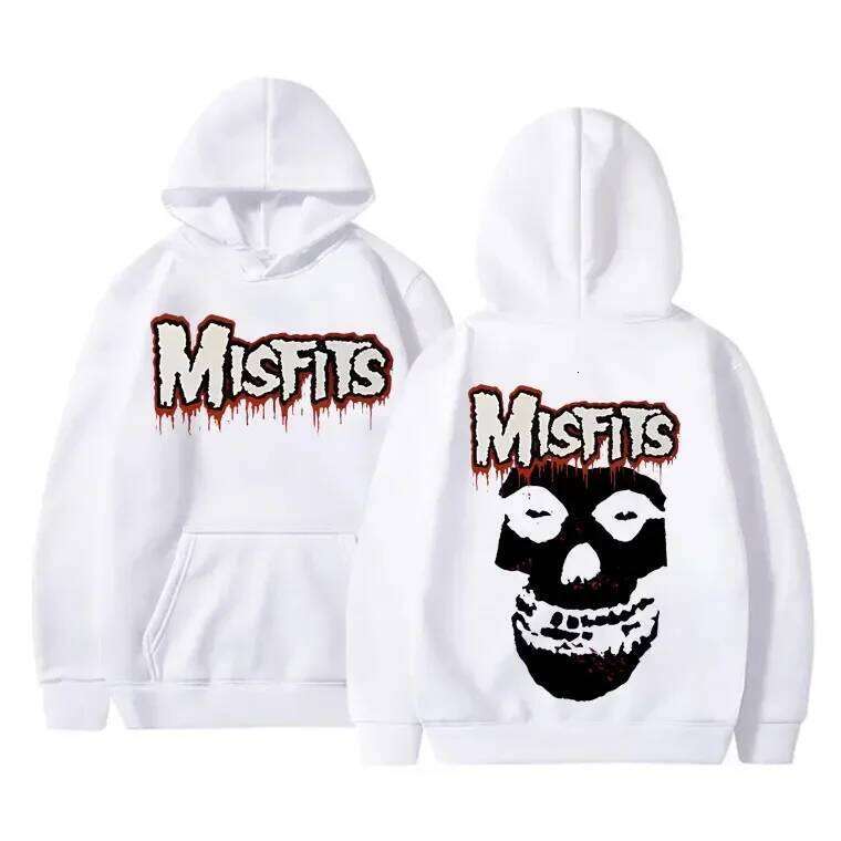 Horror Punk Misfits Skull Rock Print Hoodie Male Fleece Cotton Sweatshirt Men Women Gothic Vintage Long Sleeve Hoodies Z260314