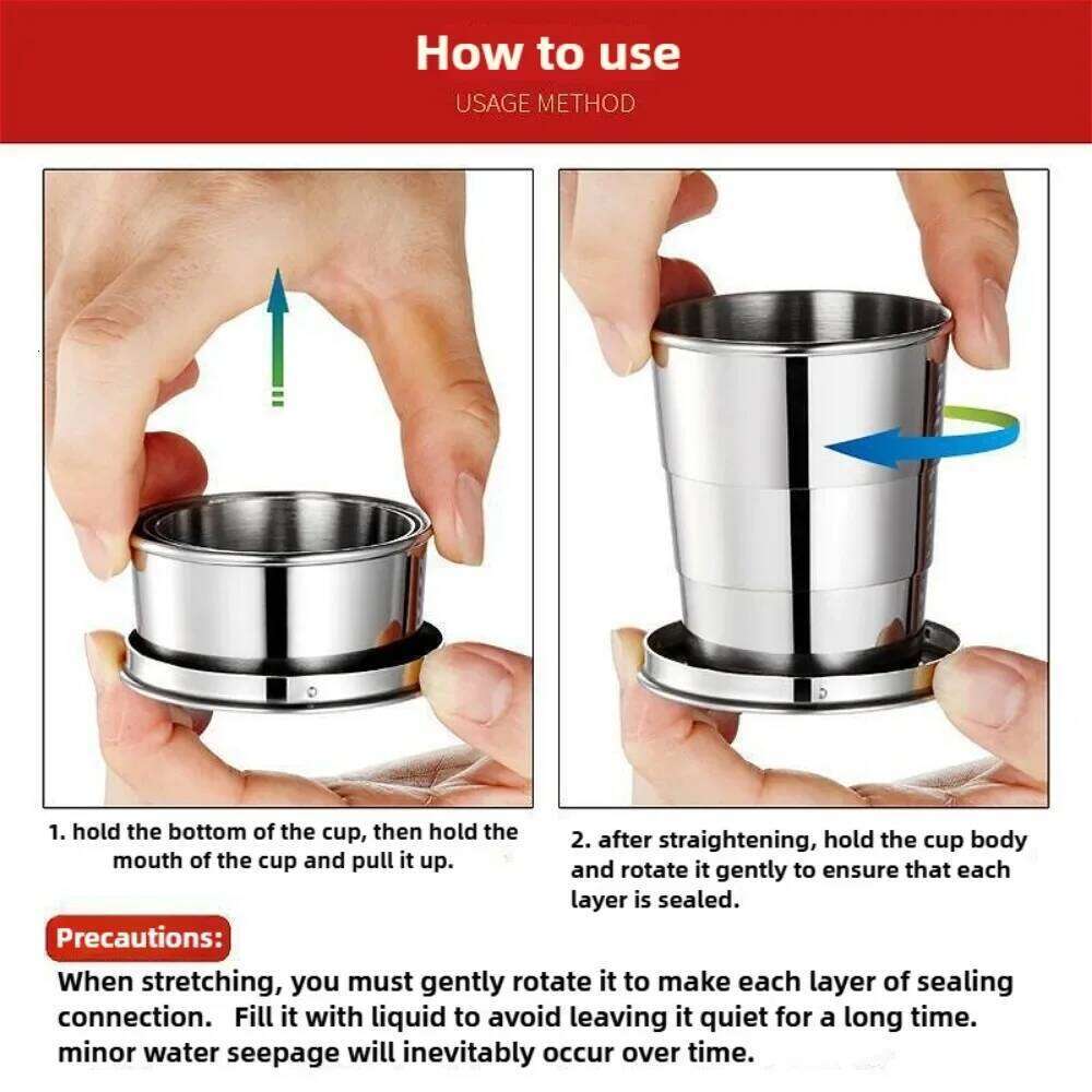Summer Stainless Steel Telescopic Folding Portable Travel Wash Compressed Cup Lightweight Durable Design Kitchenware Z260314