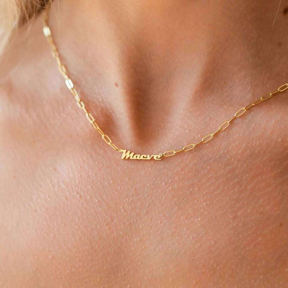 Custom NameName with Link Stainless Steel Paper Clip Chain Necklace Personalized Gifts for Mom 2023 New H260312