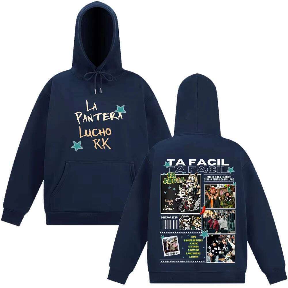 Rapper La Panter Lucho Rk Ta Facil Album 2025 Tour Fashion Print Hoodie Men Women Harajuku Hip-hop Oversized Tracksuit Fan Gifts Z260314