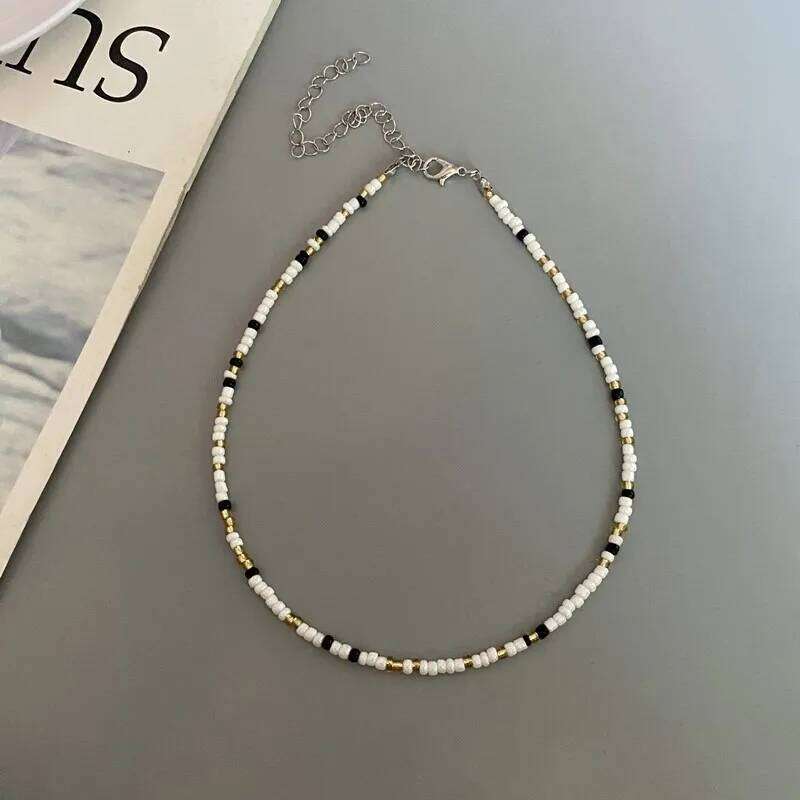 Simple color Seed Beads Bohemia Short Choker Chain Daisy Boho Charm Colorful Handmade Colar Collar Necklace Jewelry Femme H260312