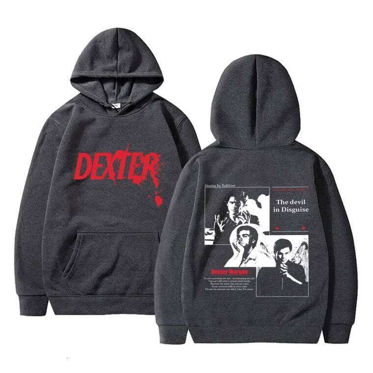 Dexter Morgan's devil pattern printed for men's casual retro streetwear and fashionable Harajuku hoodie Z260315