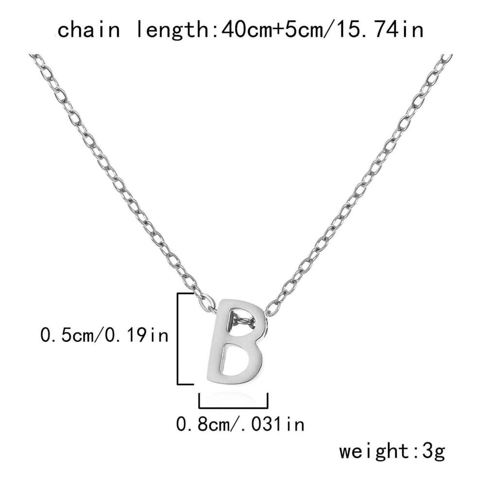 Silver Color Tiny A-Z Initial Letter Necklace for Women Stainless Steel 26 Alphabet Name Pendant Necklaces Jewelry Birthday Gift H260312