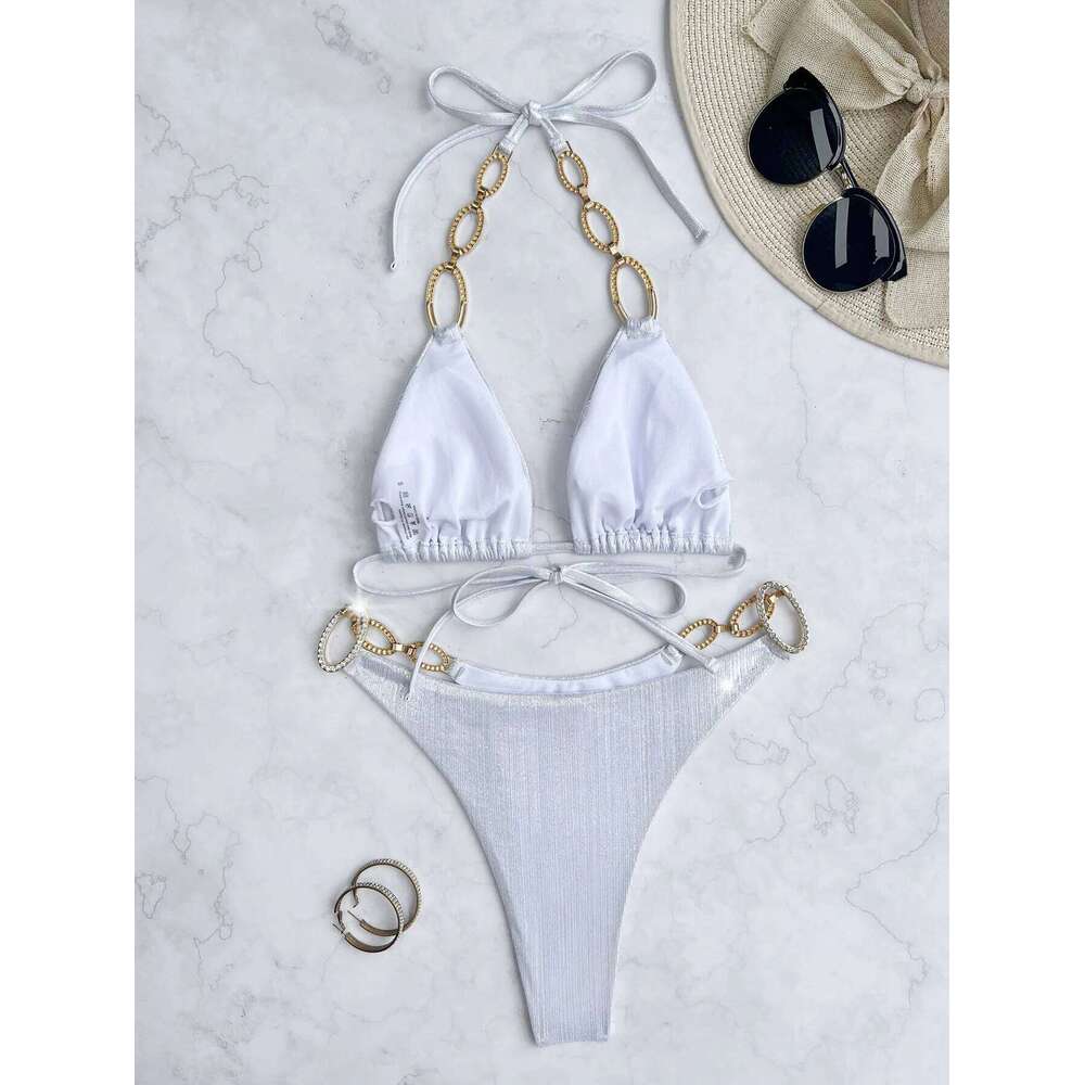 Sexy Shiny Bikinis Women 2026 New Push Up Bikini Set Swimwear Two Piece Thong Swimsuits Bathing Suit Beachwear Summer Vacation Y260303