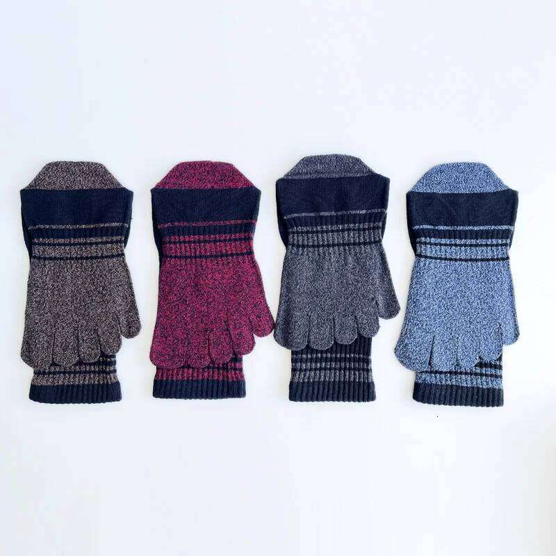 1/4 Pairs Long Five Finger Mans Pure Cotton Compression Striped Vintage High Tube Colorful Fitness Sport Toe Socks Student Z260313