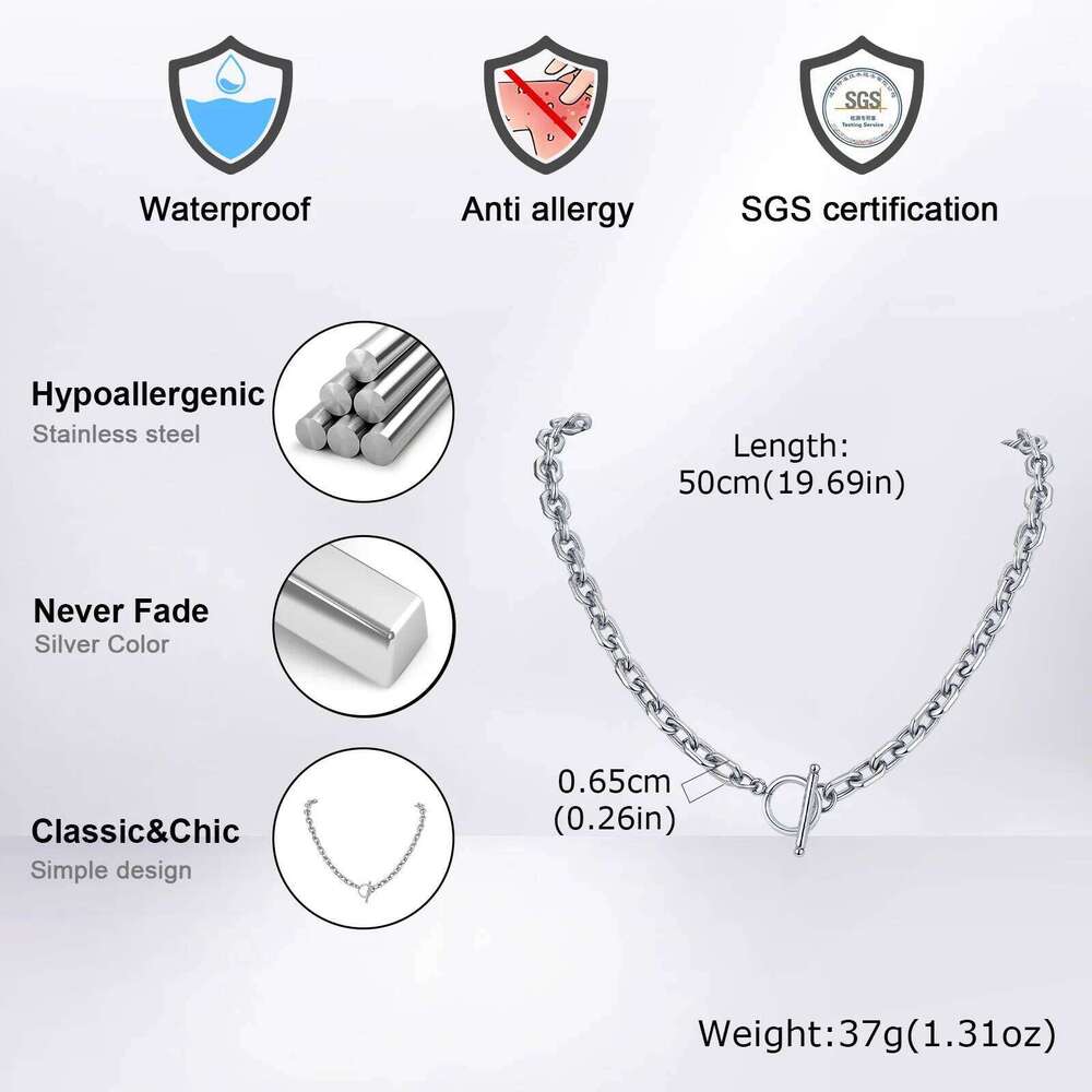 Vnox 50cm OT Buckle Stainless Steel Choker Necklaces for Men Women, Hip Hop Necklace Party Jewelry Accessories Chain Gifts H260312