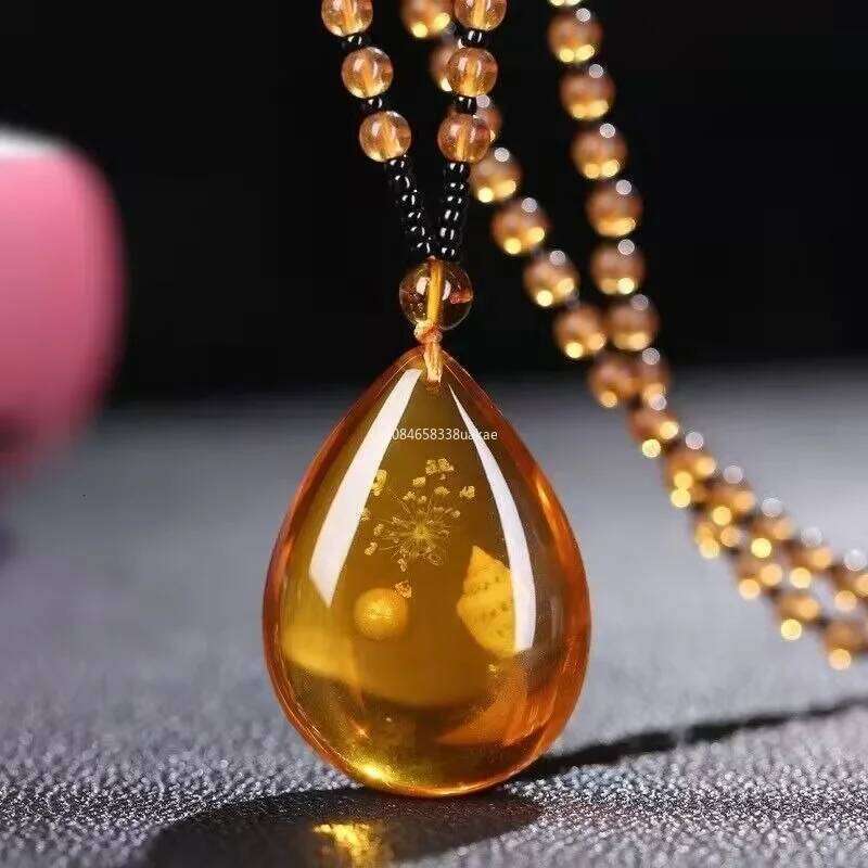 Brine Beeswax Beads Honey Wax Brazilian Amber Necklace Handicraft National Style Pendant Ornaments H260312
