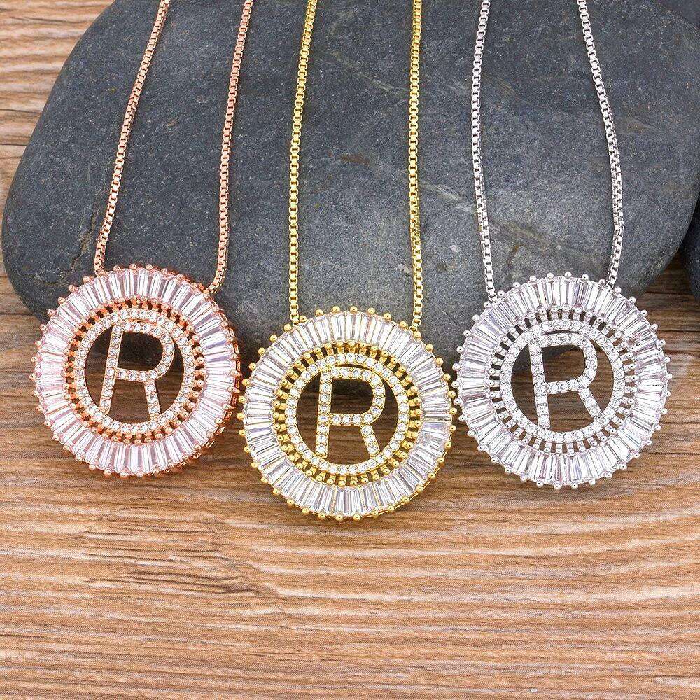 Nidin Hot Sale Initial CZ Top Quality Letter Necklace For Women Accessories Girls Fine Party Wedding Jewelry Gift H260312