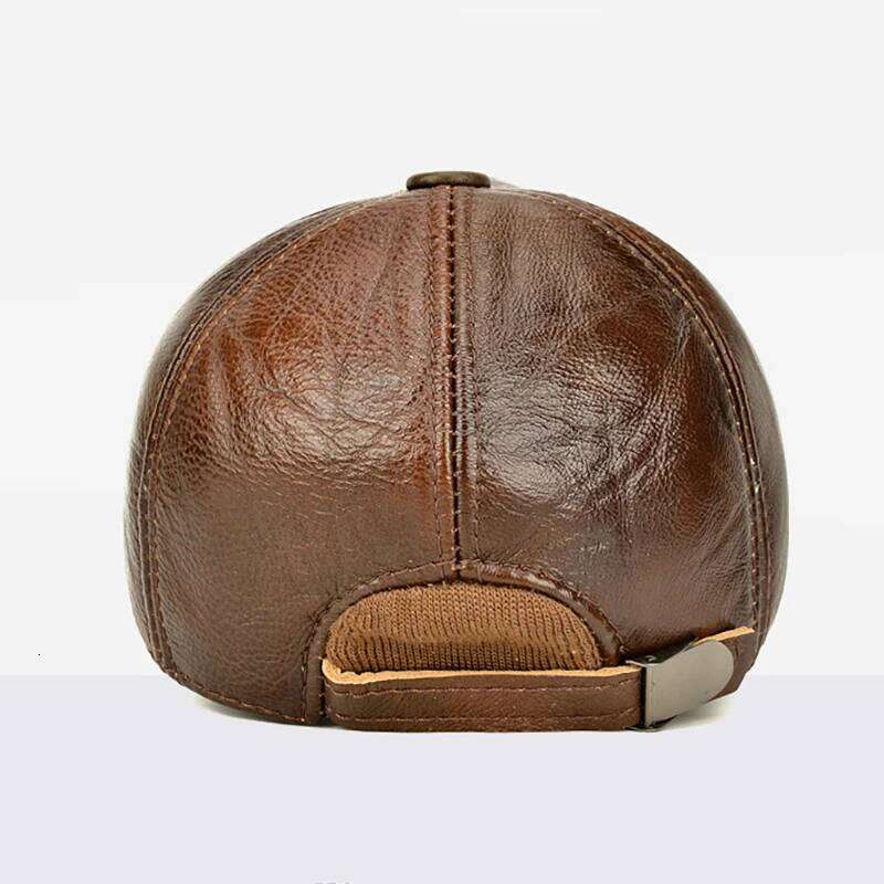 New 2025 Man High Quality Real Leather Baseball Caps Male Casual Cowhide Belt Ear Warm 56-60cm Adjustable Sprot Flight Hats Z260314
